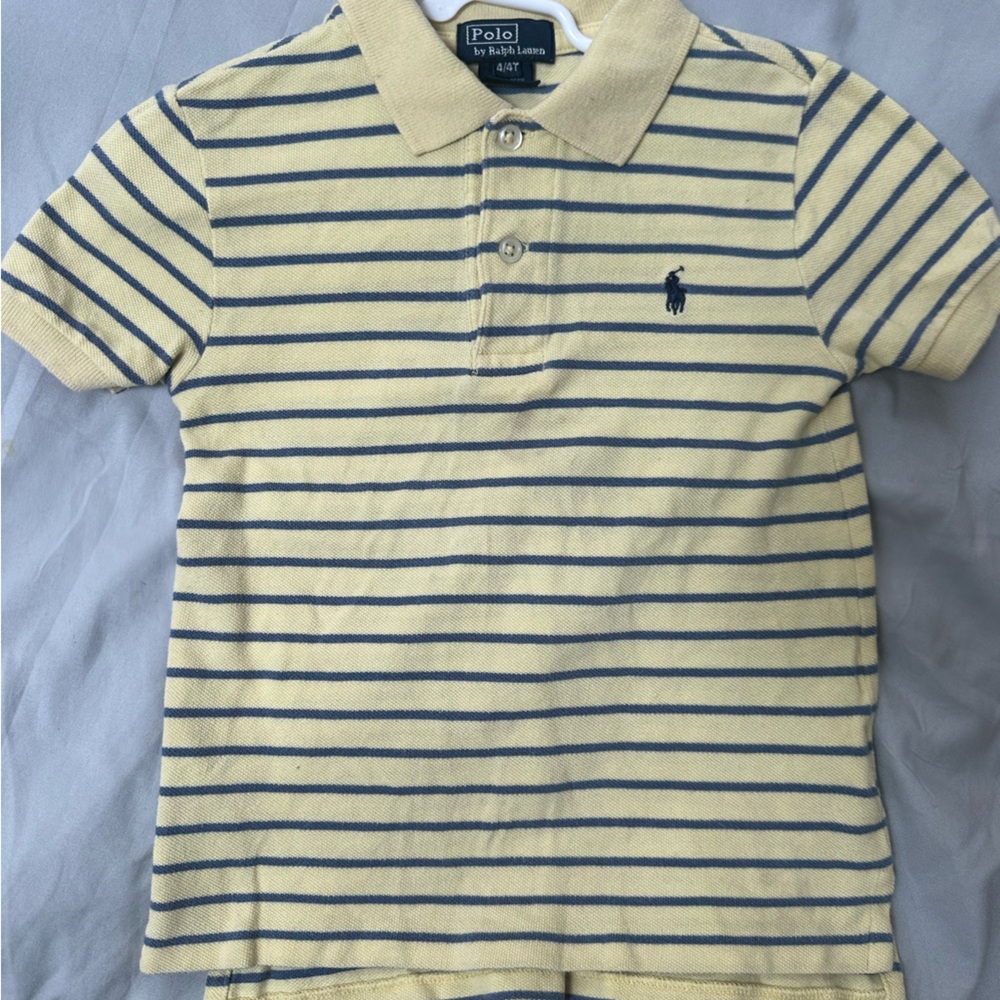 Ralph Lauren Kids pale Yellow and chalk Blue Striped Polo Shirt